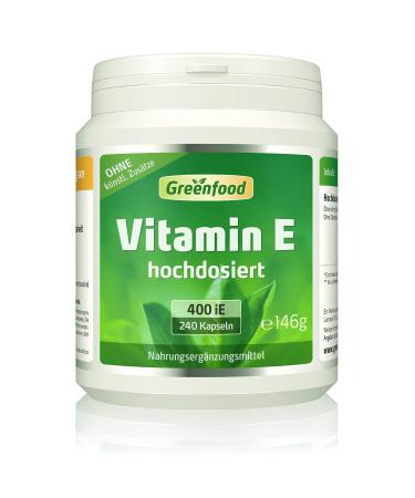 Vitamin E 400 IE high -dose 240 softgels - supports the protection of the cells from oxidative stress.Without artificial additives.Without genetic technology.146 g (1 Pack)