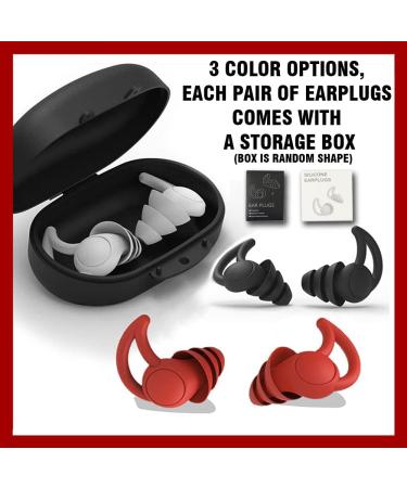2 Pairs Earplugs For Sleep Noise Reduction - Reusable Comfortable Silicone Ear Plugs for Sleep Noise Canceling or Swimming airplane Travel with storage case (2 Pairs Red) - Buy Online on GoSupps.com