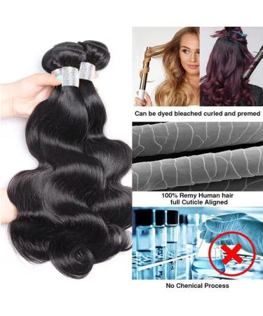 10A Brazilian Body Wave Bundles 20-24 Inch 100% Unprocessed Virgin Human Hair - 3 Bundle Deal | Natural Black 1B - Buy Online on GoSupps.com