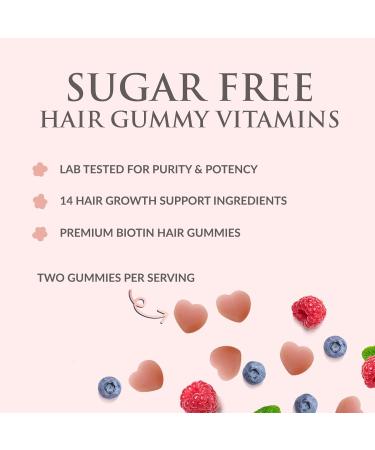 Sugar Free Hair Gummy Vitamins with Biotin 5000 mcg and Essential Vitamins for Hair Growth - 60 Gummies, Vegetarian Friendly, Non-GMO - Buy Online on GoSupps.com