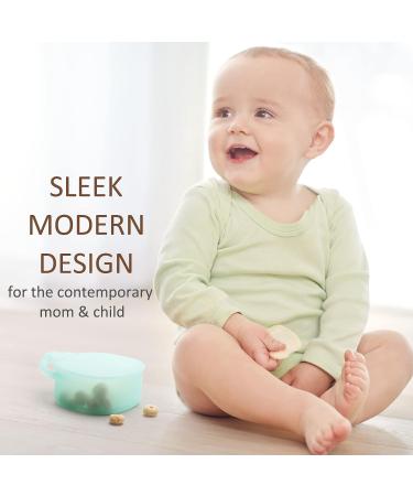 Mengdababy Snack Cups for Toddlers - 100% Food Grade Silicone - BPA Free - Square Snack Catcher with Lid - Blue Green - 7oz - Buy Online on GoSupps.com