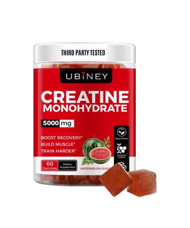 Creatine Monohydrate Gummies 5000mg per Serving - 60 Vegan Gummies for Muscle Growth Strength & Recovery Watermelon Flavor Third-Party Tested Gluten Free Non-GMO No Artificial Flavors Watermelon-Flavored