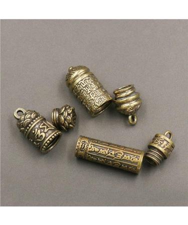 Vintage Brass Necklace Pendant with Buddhist Carving - Pill Box Keychain for Travel - Personal Pill Organizer - Buy Online on GoSupps.com