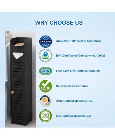 AOJEZOR 31.5''H Black Bathroom Storage Cabinet - Waterproof Toilet Paper Stand for Small Spaces - Buy Online on GoSupps.com