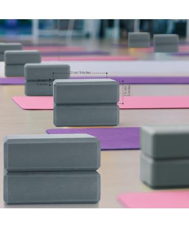 4 Pcs Soft EVA Foam Yoga Blocks | Supportive Brick for Pilates & Meditation | Non-Slip Exercise Equipment | Grey, 9x6x3 Inches - Buy Online on GoSupps.com