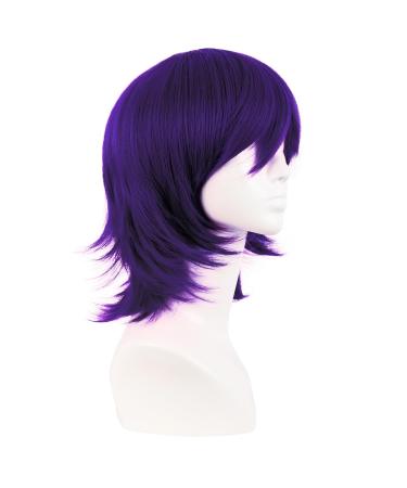 MapofBeauty 14 Dark Purple Short Cosplay Wig with Bangs - Wolf Tail Synthetic Hair for Parties - International Shipping Available - Buy Online on GoSupps.com