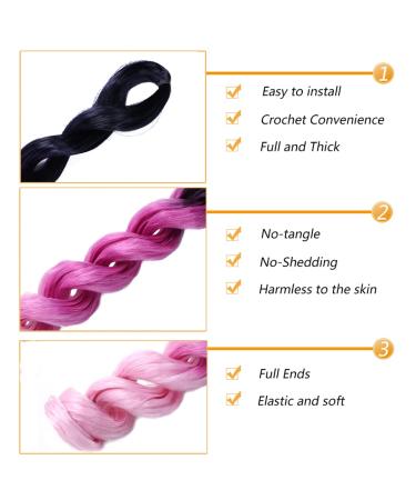 Ombre Braiding Hair Extensions - 50.8 cm 100g Synthetic Crochet Braids 8 Pieces in Black Brown Red Gray - Perfect for Full Fine Hair - Buy Online on GoSupps.com