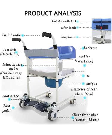 Bathroom Wheelchairs Patient Transfer Chair Seated Patient Lift 360 Universal Wheel Home Shifter for Nursing Paralyzed Elderly Disabled People Manual Wheelchair Lightblue-ComfortEdition Lightblue ComfortEdition - Buy Online on GoSupps.com