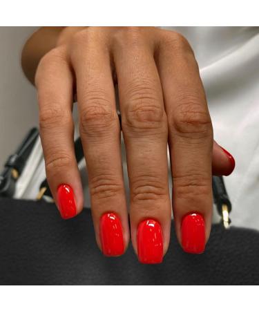 Justotry 24 pieces monochrome angular nails to stick on short glossy red press on nails pretty artificial nail fake nails square fingernails artificial nails for women red & solid1 - Buy Online on GoSupps.com
