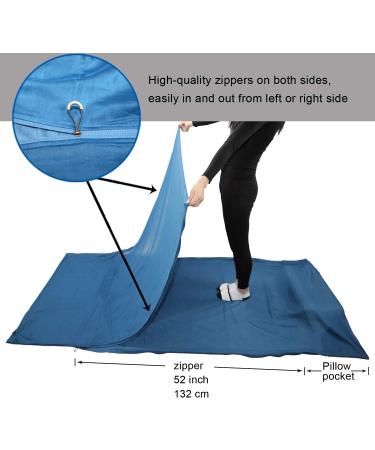 Browint Silk/Cotton Travel Sheet - 87x43 Extra Wide Sleep Sack for Hotels & Camping - Lightweight Sleeping Bag Liner - Dark Blue - Buy Online on GoSupps.com