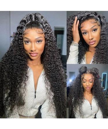 13X4 HD Lace Front Wigs Human Hair Water Wave Curly Human Hair Wig For Black Women 180 Density Glueless Transparent Lace Frontal Wig Human Hair Pre Plucked Brazilian Real Virgin Human Hair 26 Inch 26 Inch Water Wave HD Lace Wig