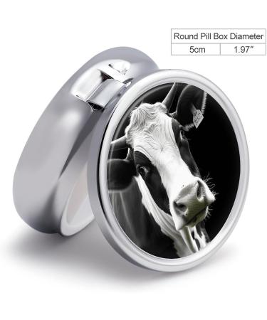 Funny Cow Head Round Pill Box | 3 Compartment Decorative Metal Organizer | Portable Pocket Medicine Case - Buy Online on GoSupps.com