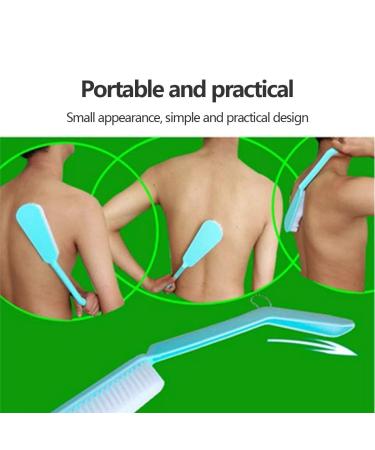 Kangwell Long Handled Scrub Brush for Shower - Anti-Slip Handle, Long Curved Bath Brush for Elderly - Blue - Buy Online on GoSupps.com