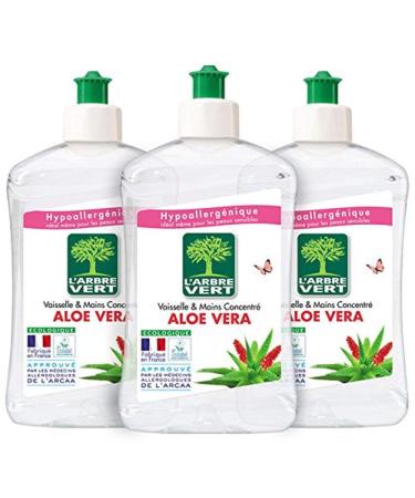 L'Arbre Vert L'Arbre Vert - 2 in 1 Aloe Vera Dish Washing Up Liquid and Hand Wash - 500ml - Pack of 3