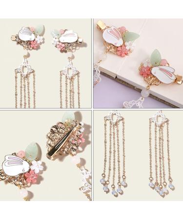 Lurrose 2 Pieces Chinese Tassel Hairpins - Crystal Rabbit Bridal Accessories for Weddings Women & Girls - Buy Online on GoSupps.com