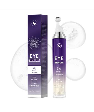 5% Caffeine Eye Serum Eye Serum Cream Under Eye Roller Cream for Dark Circles and Puffiness Eye Care Eye Roller Serum with 360 Massage Ball Eye Treatment Balm for Women 1 Fl Oz (Pack of 1)
