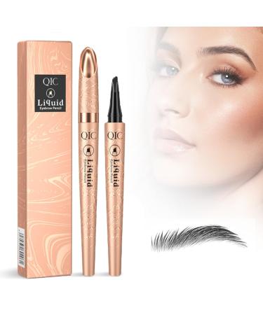 2024 New Magic Eyebrow Pencil with 4 Fork Tip 3D Microblading Eyebrow Pencil Natural Makeup Fine Stroke Magic Eyebrow Pencil Long-Lasting Natural Waterproof Eyebrow Pencil Stay on All Day Grey