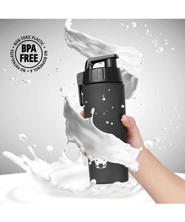 BONMIXC Tritan Protein Shaker Bottle 28oz - BPA/BPS/BPF Free Sports Bottle with Blender Ball - Frosted Black - Buy Online on GoSupps.com