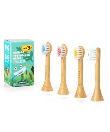 ponpace for Kids 3+ Bamboo Electric Toothbrush Replacement Heads with Plant-Based Bristles  Compatible with Philips Sonicare for Kids Age 3+