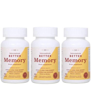 Interceuticals Better Memory - Theracurmin Curcumin 90 mg - Clinically Proven Dose Improves Focus Recall Memory and Mood* - High Absorption Turmeric Extract* (3 Bottles)