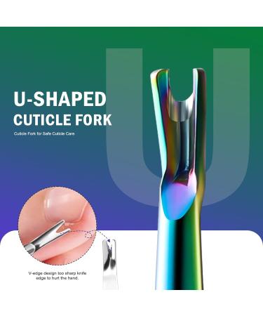 2-in-1 FVION Cuticle Pusher & Nail Remover Tool | Stainless Steel, Multi-colored - Buy Online on GoSupps.com