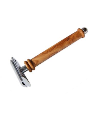 DOM safety razor -CLASSIC- with olive wood handle (with handle "K2+")