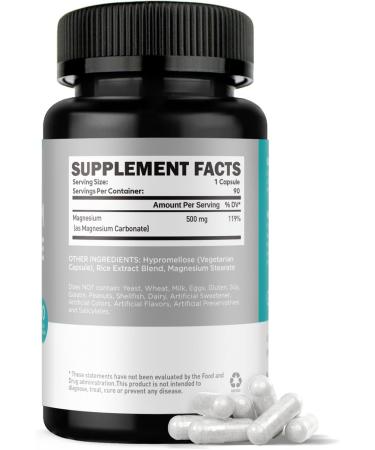 duwhot Magnesium Carbonate 500mg High Absorption Supplement for Digestive Health Muscle & Nerve Function 3 Month Supply Vegan Non-GMO Gluten-Free 90 Capsules - Buy Online on GoSupps.com