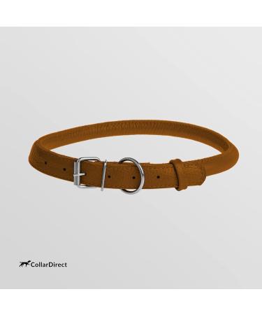 Collardirect Handmade Round Leather Dog Collar - Soft Padded Adjustable for Small & Big Dogs & Cats - 40-45 cm - Available in Black Pink Red Purple Blue and Brown - Buy Online on GoSupps.com