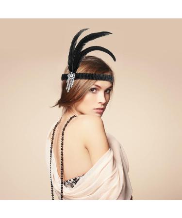 Molain 1920s Flapper Headband Halloween Party Feather Crystal Headband 20's Headpiece Accessories for Women Gatsby Costume Theme Party Cocktail Party Hair Accessories for Women Style B - Buy Online on GoSupps.com