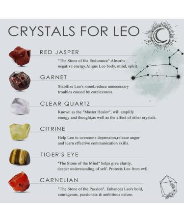GXO Beauty Leo Crystal Gift Set - 6 Pcs Astrology Healing Crystals Birthstone Kit with Horoscope for Leo - Buy Online on GoSupps.com