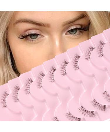 10 Pairs Glowingwin Short Wispy Cat Eye Half Lashes - Natural False Eyelashes with Clear Band - Handmade Reusable Soft Mink Lashes - Corner Lashes 3/4 Length - Fluffy & Transparent Fake Lashes - Style 08 - Buy Online on GoSupps.com