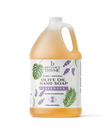 Brittanie's Thyme Organic Olive Oil Castile Liquid Soap Refill  1 Gallon Lavender | Made with Natural Luxurious Oils  Vegan & Gluten Free Non-GMO  For Face  Body  Dishes  Pets & Laundry