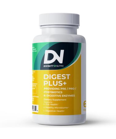 4-in-1 Prebiotic Probiotic & Postbiotic for Women & Men Complete Gut & Digestive Support Supplement Pre Post Probiotics & Digestive Enzymes 60 Capsules Made in USA