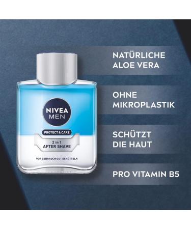 Nivea Men Protect & Care 2in1 After Shave 100ml - Nourishing & Cooling Soothing Skin Care with Aloe Vera & Vitamin B5 | International Shipping Available - Buy Online on GoSupps.com