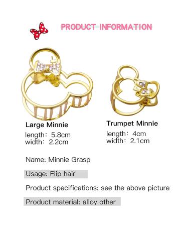 Mickey Mouse Vintage Rhinestone Hair Claw Clips Set - Large Size Imitation Diamonds Hair Accessories for Women, Girls, Kids (2 Pcs) - Buy Online on GoSupps.com
