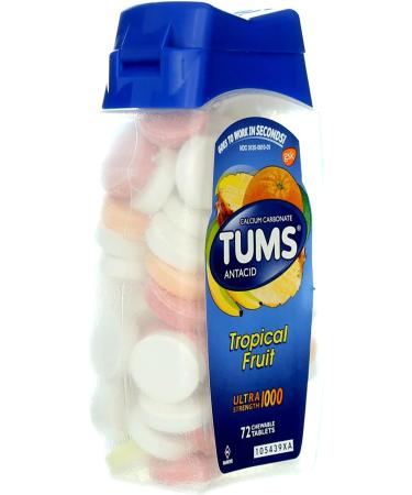 TUMS Ultra Strength 1000 Chewable Tablets - Assorted Tropical Fruit Flavor - 72 ct - Buy Online on GoSupps.com