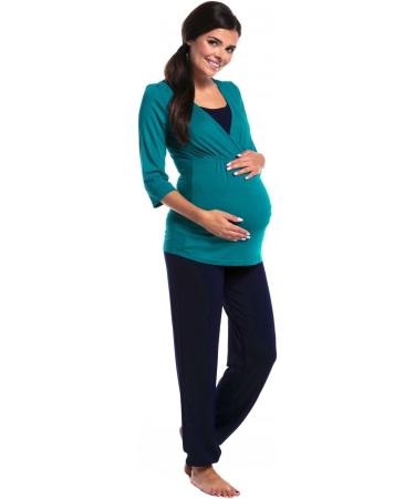 Zeta Ville Maternity Breastfeeding Layered Pyjamas - Aqua & Navy - Size 8 - Buy Online on GoSupps.com