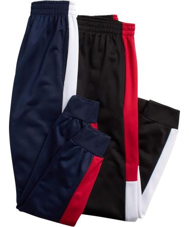 Quad Seven Boys' Sweatpants 4-Pack Tricot Jogger Track Pants (Size 4-18) - Black/Navy/Charcoal - Ages 16-18 - Buy Online on GoSupps.com