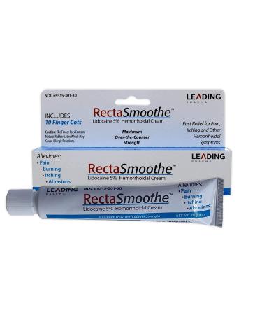 Lidocaine 5% Hemorrhoid Treatment by RectaSmoothe | Maximum Strength Numbing Cream | Fast Pain Relief for Anorectal Disorders | 1-Pk