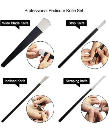 DAQUSU 4 Pieces Professional Pedicure Knife Set Foot Repair Rasp with Storage Bag Stainless Steel Callus Remover Pedicure Knife Toenail Knives Dead Skin Remover Set for Pedicure Foot Care Tools - Buy Online on GoSupps.com
