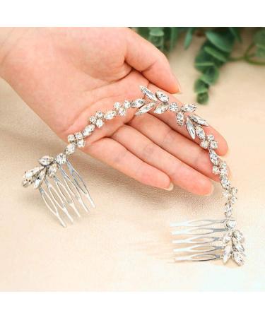 Unicra Wedding Crystal Hair Combs Bridal Headpieces Wedding Hair Accessories for Brides (Silver)