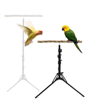 16-63 Inch Height Adjustable Bird Perch Stand Natural Pepper Wood Parrot Perch Toy Bird Training Perch Stand Indoor and Outdoor Bird Stands for Small to Medium Bird