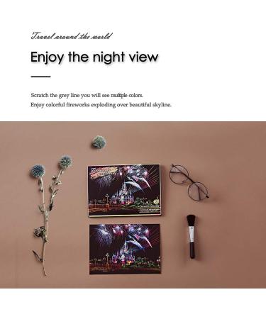 Magic Scratch Art Paper 7.9x5.5 - Rainbow Landscape Engraving DIY Crafts Set for Adults & Kids - 12 Sheets Scratch Postcards, Drawing Pens & Tools - Fireworks Series - Buy Online on GoSupps.com