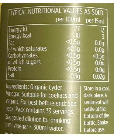 Apple Cider Vinegar | Raw Org$anic Apple Cider Vinegar with the Mother | Unpasteurised Unfiltered and Great for Gut Health - 500ml - Buy Online on GoSupps.com