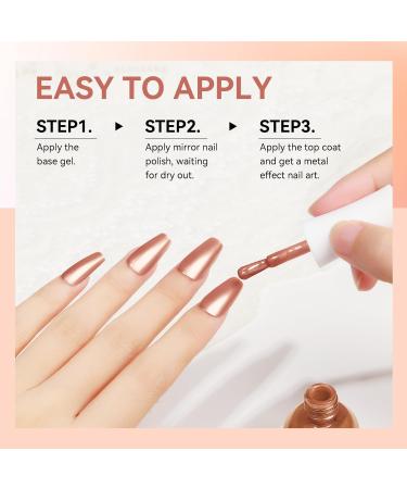 MIZHSE Chrome Nail Polish - Long-Lasting Rose Gold Mirror Effect Quick-Dry Reflective Nail Color for Stunning Nail Art - 0.53oz Premium Quality - Buy Online on GoSupps.com