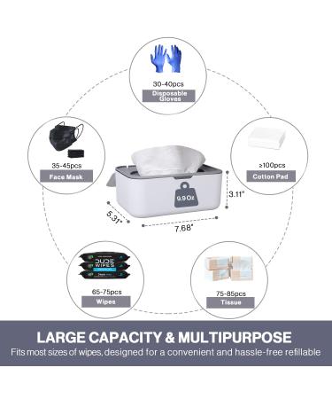 Juprodis 2 Pack Wipes Dispenser - Baby & Adult Holder - Flushable Container - Easy Open/Close - Non-Slip Travel Case - Grey - Buy Online on GoSupps.com