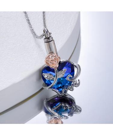 Canghai Rousa Heart Cremation Urn Necklace for Ashes Stainless Steel Keepsake Pendant Necklace Ashes Holder Memorial Jewelry for Mum Dad Women Men Dog Pet Blue 2 - Buy Online on GoSupps.com