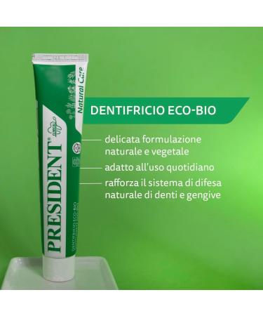  President President KIT 3 ECO-BIO TOOTHPASTE. Menthol-free and fluoride-free. Total natural protection for teeth and gums. Soothing natural antibacterial action. 3 x 75 ml - Buy Online on GoSupps.com