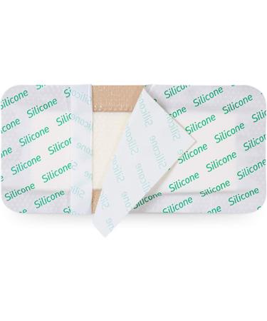 MedVance Silicone Bordered Adhesive Foam Dressing 4X8 - Box of 5 | Size 4X8 Pad | Medical Grade Silicon Dressing - Buy Online on GoSupps.com