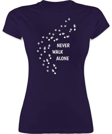 Shirtracer - Shirt Women - Gift for Dog Owners - Never Walk Alone Paw Prints 07 Purple L